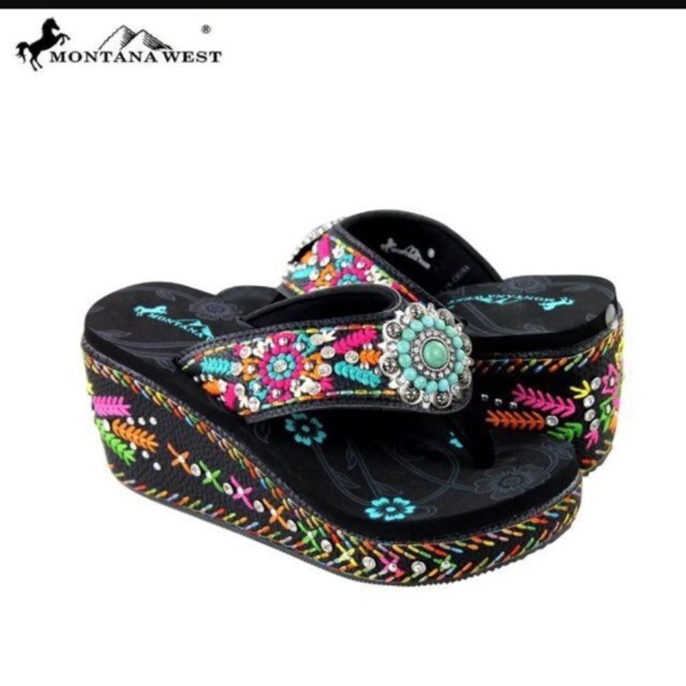 NEW Montana West Embellished Flip Flops